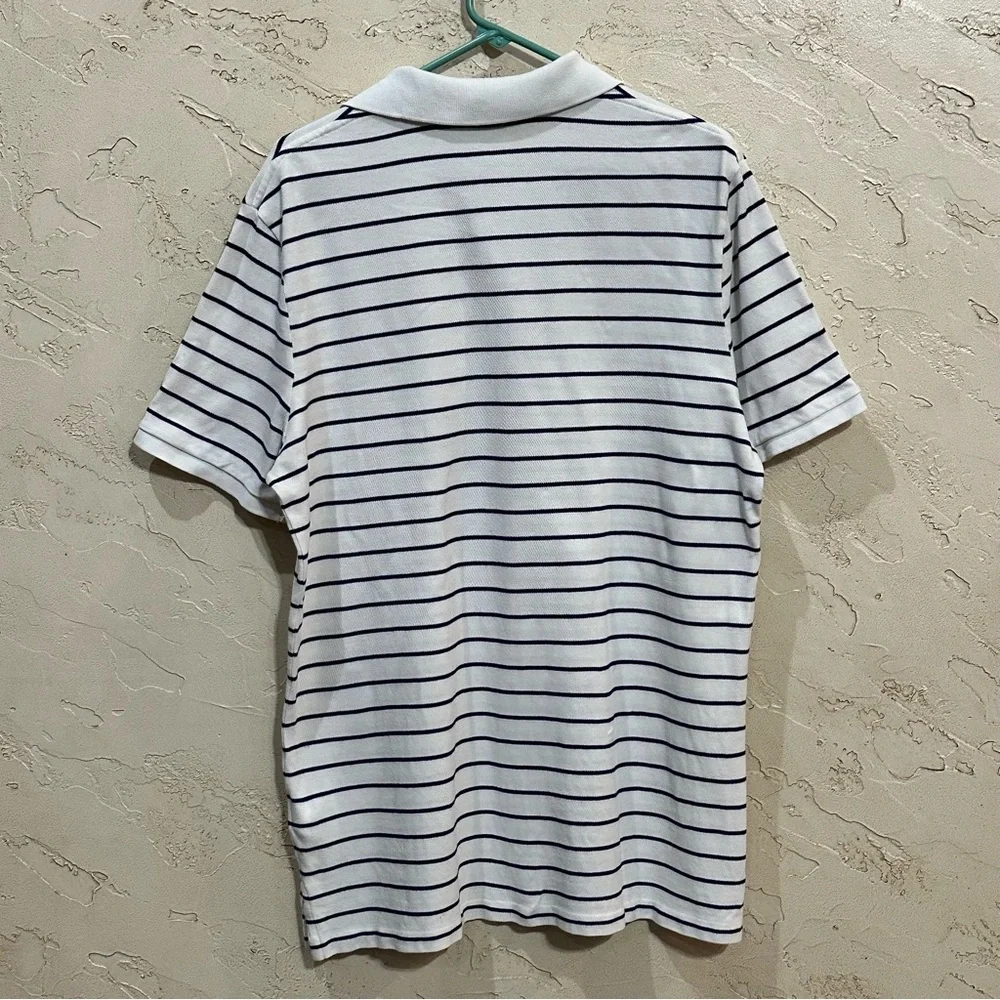 Ralph Lauren Men's Polo White with Blue Stripes size Large